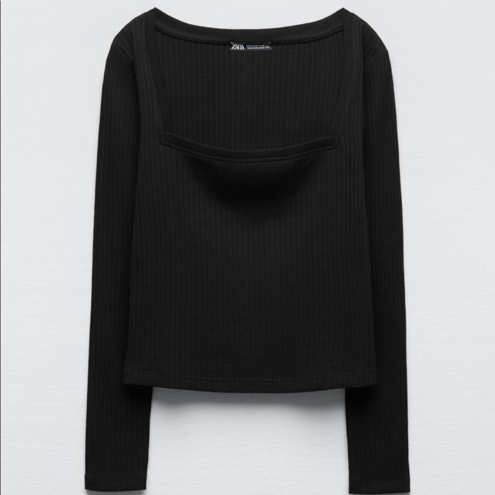 Square neck long sleeve shirt Zara